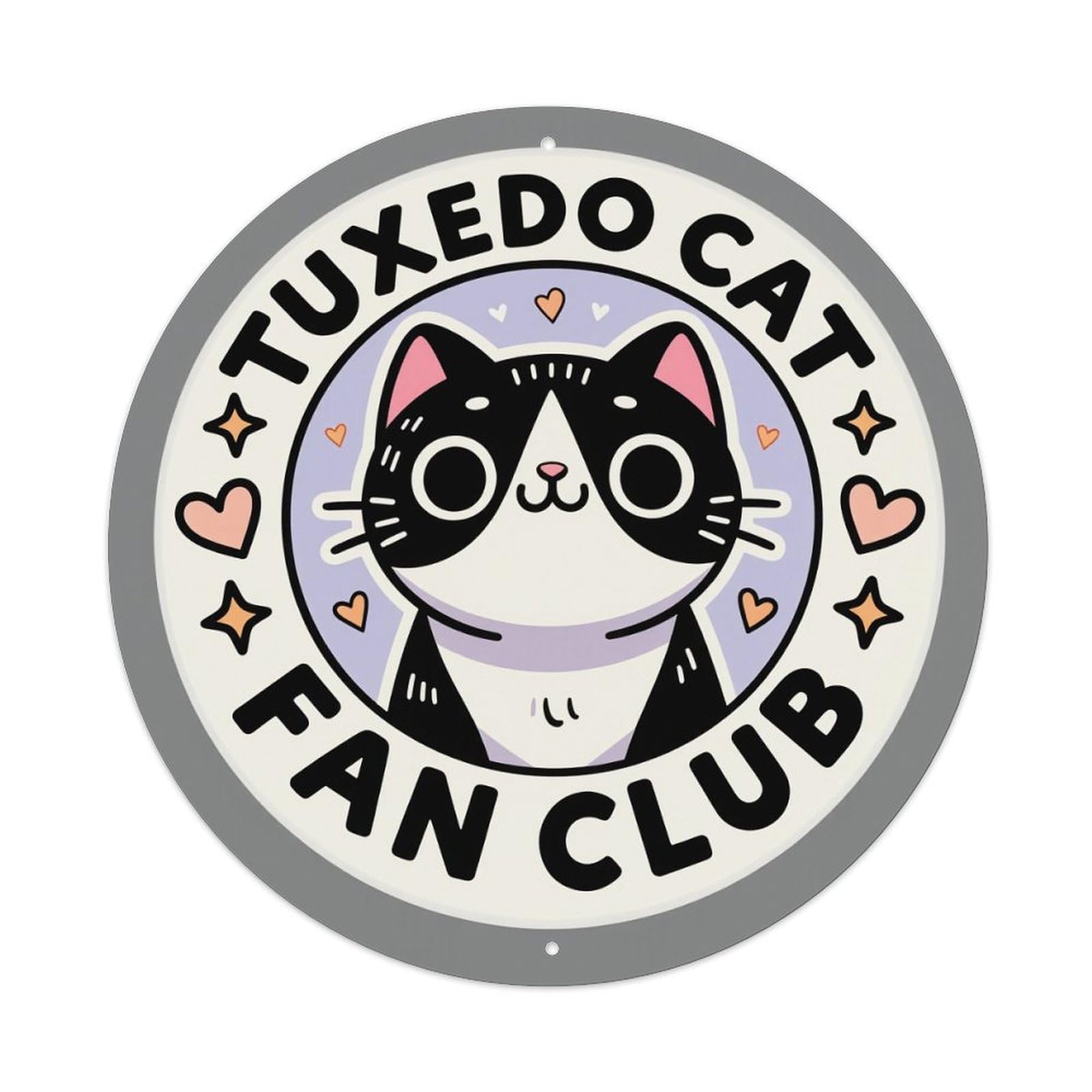 Tuxedo Cat Fan Club Logo Tin Sign Vintage Style Home Bar Garden Wall Plaque Decor Metal Poster 8x12 Inch