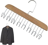 Vista 10 de 4 soportes de madera para cinturones, colgador multifuncional para cinturón de madera con 8 ganchos de metal, organizador de perchas de madera