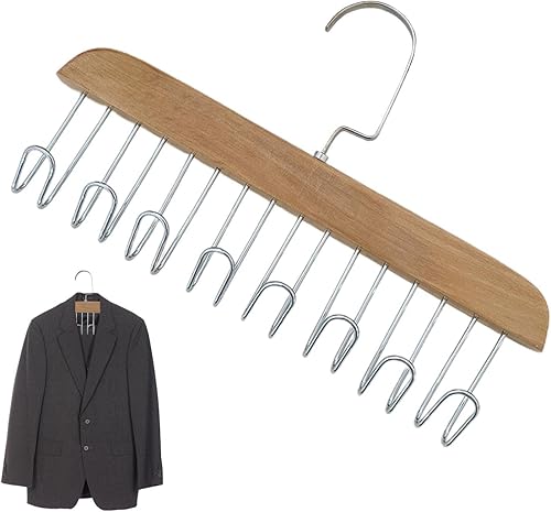 Miniatura 8 de Naysku Perchas para camisetas sin mangas, organizador de armario de madera para ahorrar espacio, rotación de 360, resistente y organizador de