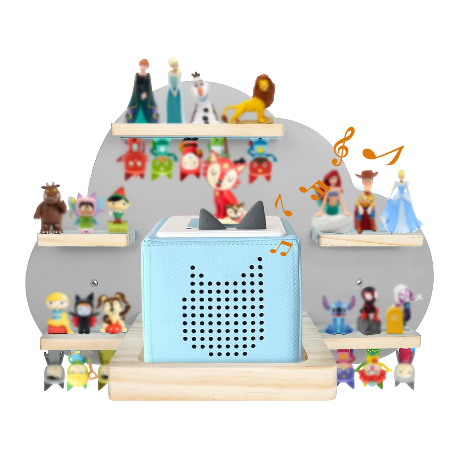 SINTENILL for Tonies Magnetic Floating Shelf for Toniebox Figures Storage Display Shelf Cloud-Shaped Wooden Kids Room Decor Easy Install Wall-Mounted Nursery Organizer