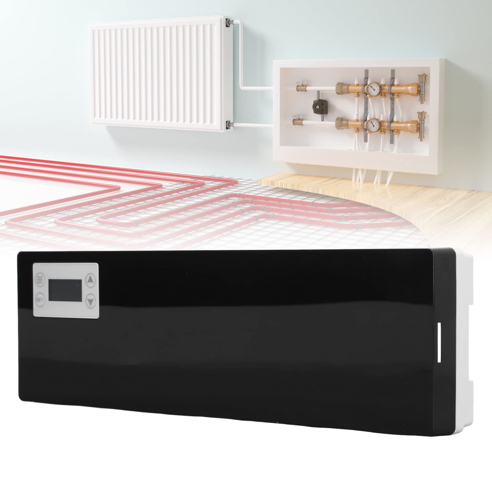 Termostat Centralny kontroler piasty Smart RF bezprzewodowe skrzynka sterująca Centralne skrzynka sterująca do podłogi wodnej System 100 240VAC Płomienie PC 8 Strefy