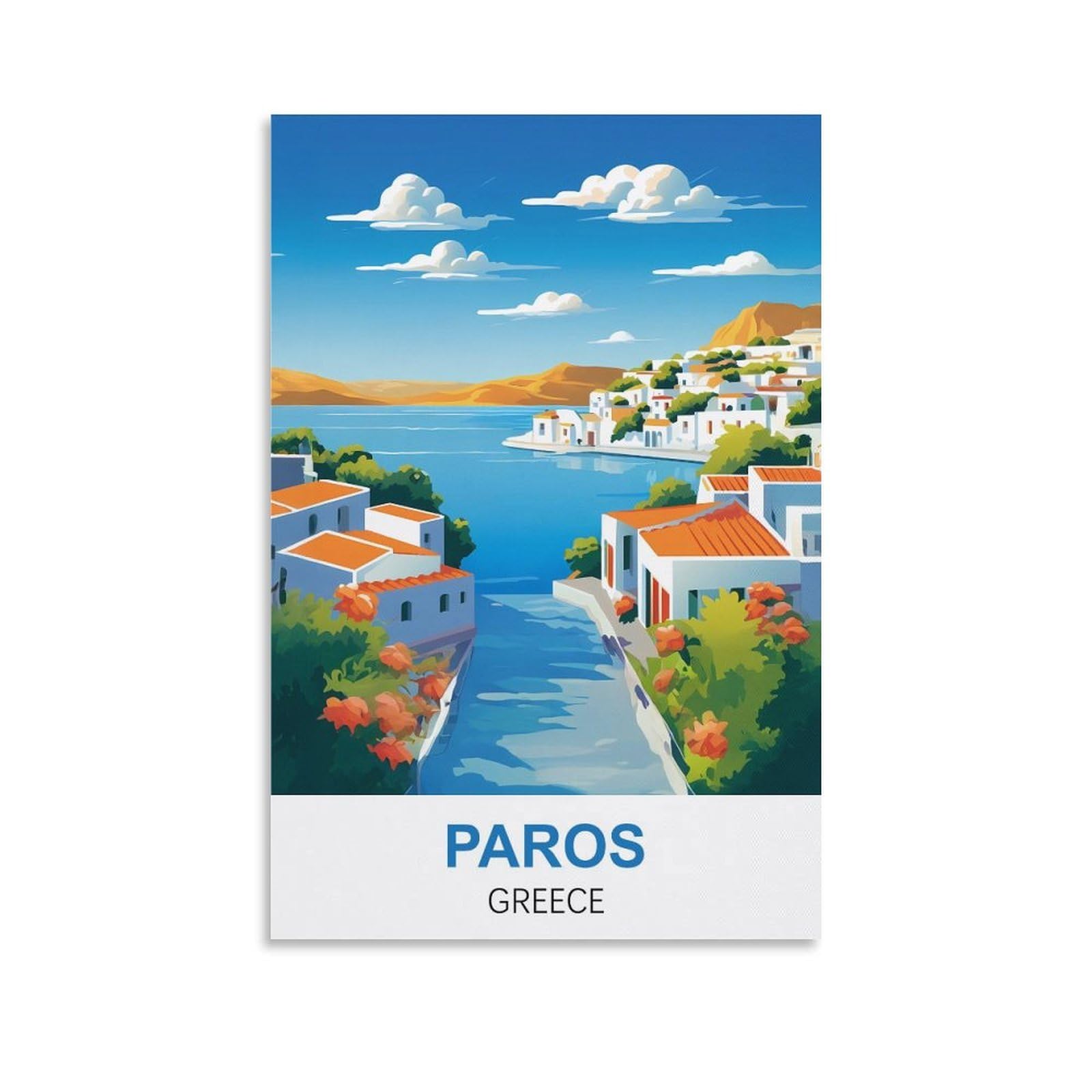 Ctzikww Unframe-Style Paros Greece Vintage Travel Posters 08X12inch(20X30cm) Canvas Art Prints Picture Wall Art Painting