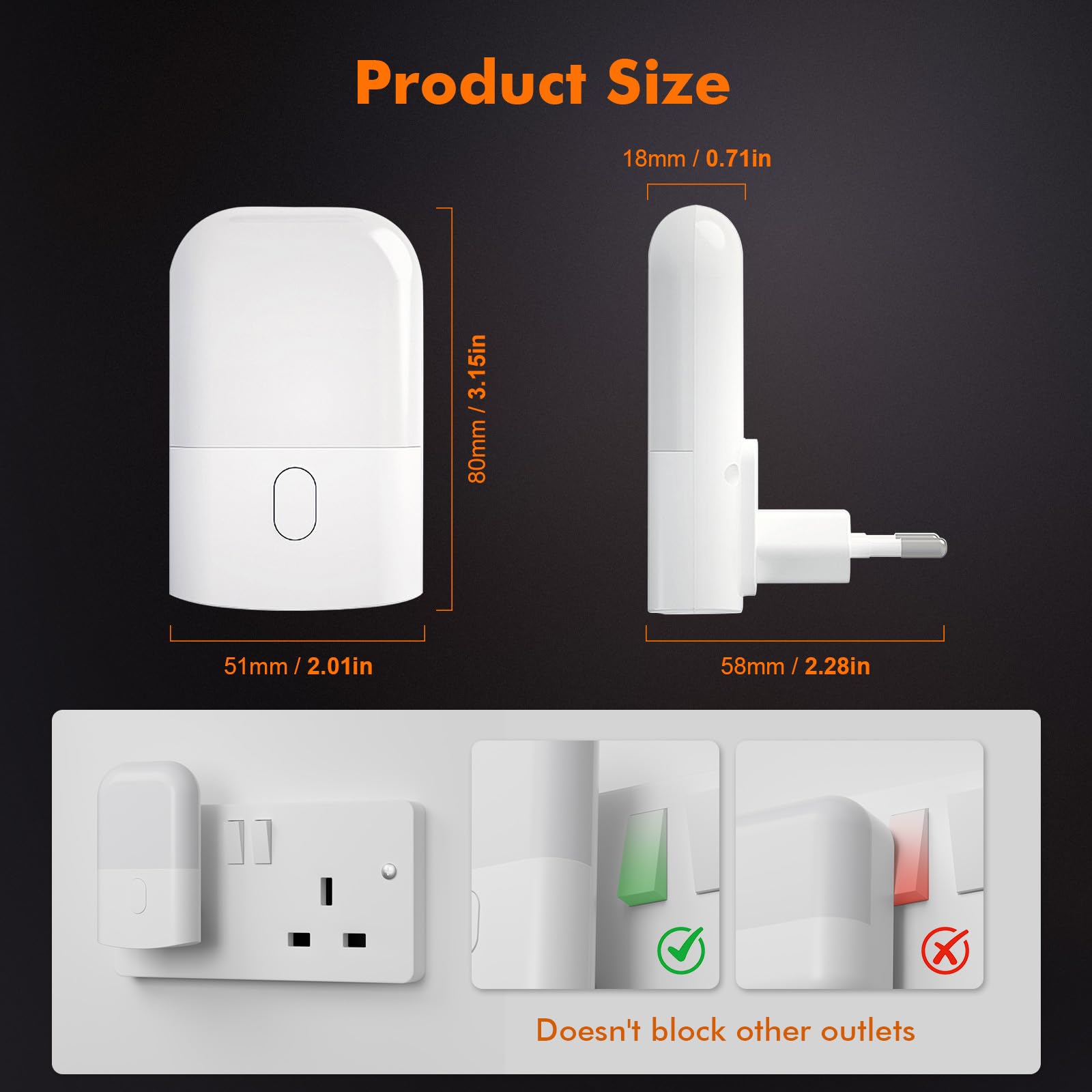 GRIFEMA GD101-1 Luz Nocturna Infantil 3 Niveles de Brillo Ajustables, Luz Nocturna con Sensor de Luz para Habitación de Niños, Baño, Pasillo, Cocina, Escaleras, 2700K Blanco Cálido