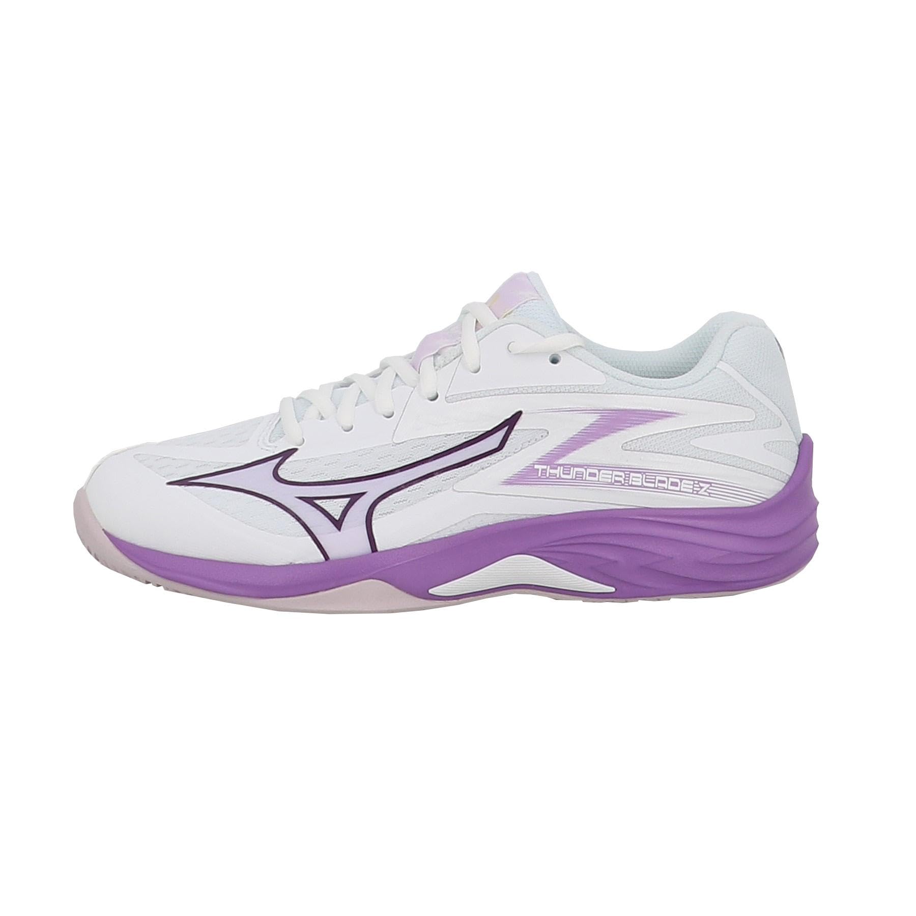Mizuno Thunder Blade Z V1GC237010 - Zapatillas de voleibol para mujer, color blanco y morado