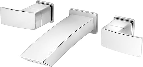 Pfister LG49DF3C LG49-DF3C Kenzo Grifo de baño de pared de 2 manijas de 8 pulgadas en cromo pulido, 3 agujeros