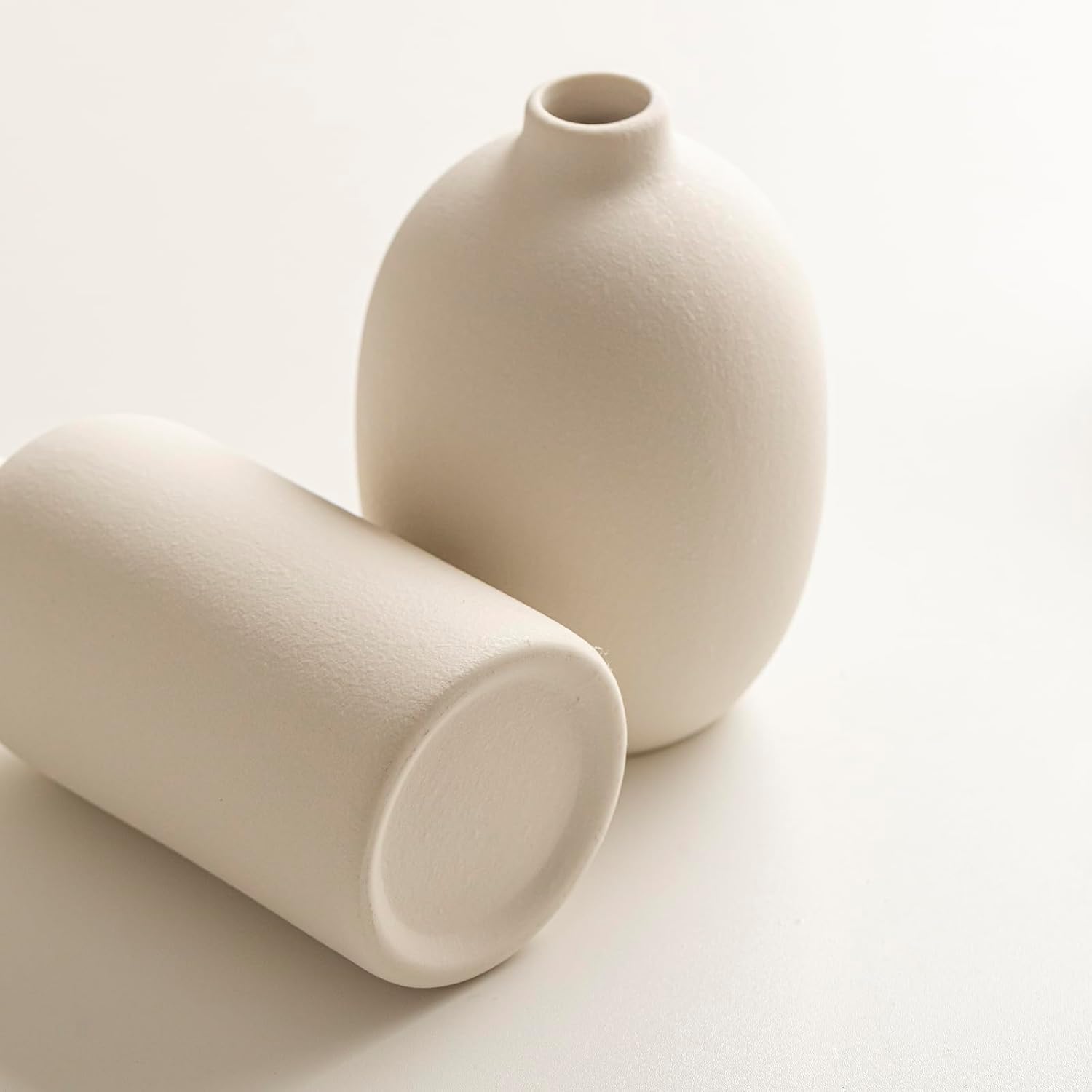Modern Ceramic Vase Set, White Colors, Decorative Vases for Home Decor, 4 Piece Collection (White) image 4