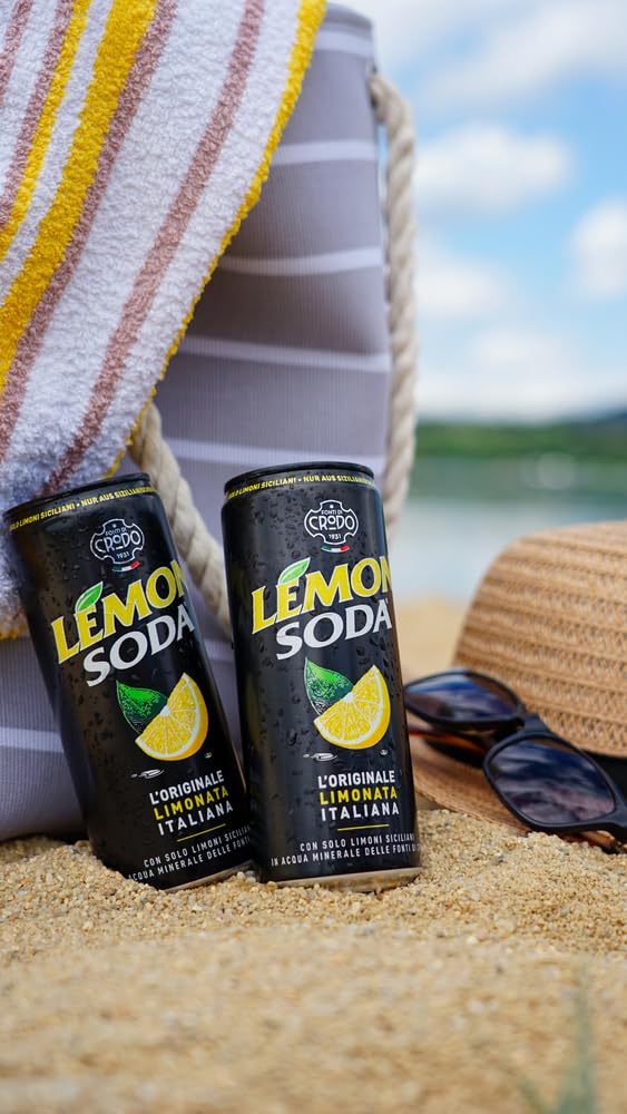 LEMON SODA (24x330ML) - Italienische Limonade mit natürlichem Quellwasser & Zitronensaft. Limonade ohne künstliche Zusätze, ideal für Alltag, Aperitif & Cocktails