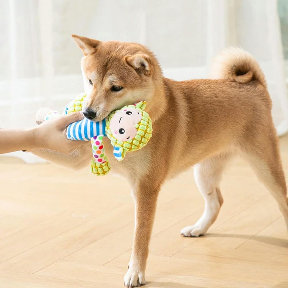 Zabawki dla szczeniąt, Zabawki dla psów Pluszowa zabawka kota i psa Puzzle Zabawka odporna na gryzienie Interaktywna piszcząca do czyszczenia zębów 2 szt(Dog)