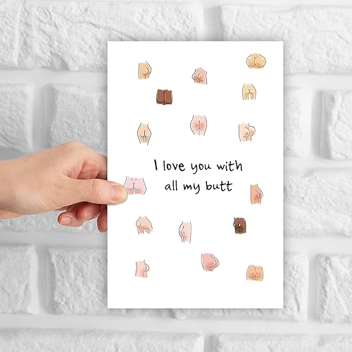 Miniatura 4 de GYYsweetus Cheeky Butt - Tarjeta divertida de aniversario para hombres o mujeres, tarjeta de Anniv sucio grosero para él o ella con sobre (Love You