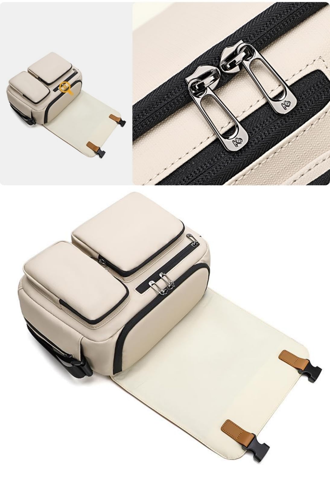 Borsa a Tracolla Fotografica in Tessuto Oxford spalmato PU Beige con 2 Divisori Rimovibili per Fotocamera DSLR e 2 Obiettivi BG506 (Arancione-Beige)