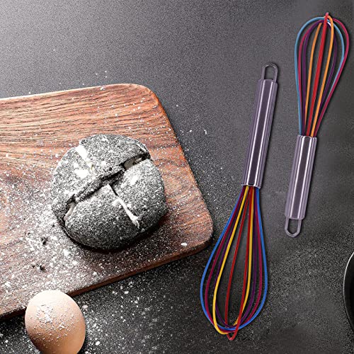 2 Pcs Silicone Whisk Set Mini Rainbow Non Stick Hand Whisk Kitchen Balloon Whisk Manual Egg Beater Silicone Small Plastic Egg Stirrer for Mixing Cooking Baking Hot Chocolate - Image 6
