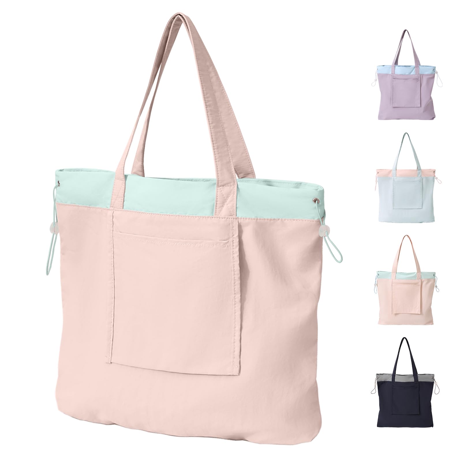 GODWOODS Tote Bag Aesthetic Canvas Handbags with Zipper for Women Travel Shoulder Bags Purses with compartments (A - Pink)