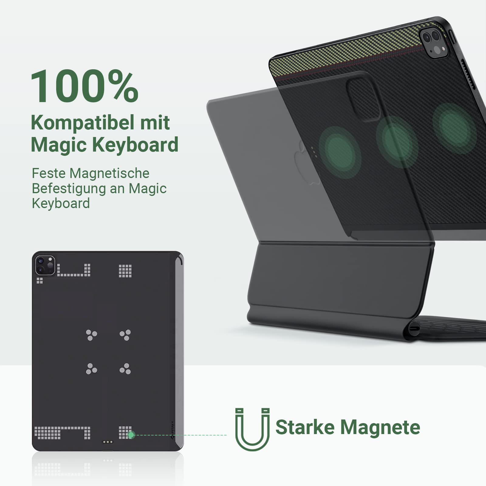 PITAKA Hülle für iPad Pro 12.9 Zoll 2022/2021 Magnetische 