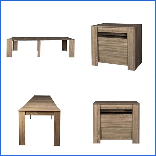 Miniatura 6 de Mesa de comedor plegable para 6 a 12 personas, mesa auxiliar de 30.71 pulgadas, mesa de consola extensible de 118.50 pulgadas, mesa de consola que