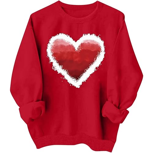 Valentines Day Sweatshirt Women 2025 Love Heart Graphic Sweatshirt Casual Valentine's Day Pullover Tops Long