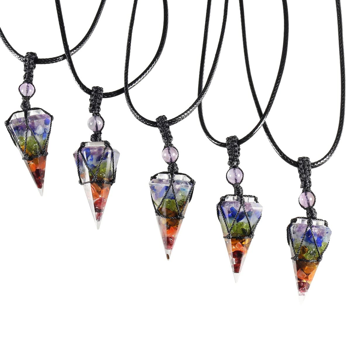 KYEYGWO Hexagonal Crystal Pendant with Adjustable Leather Cord - Image 3