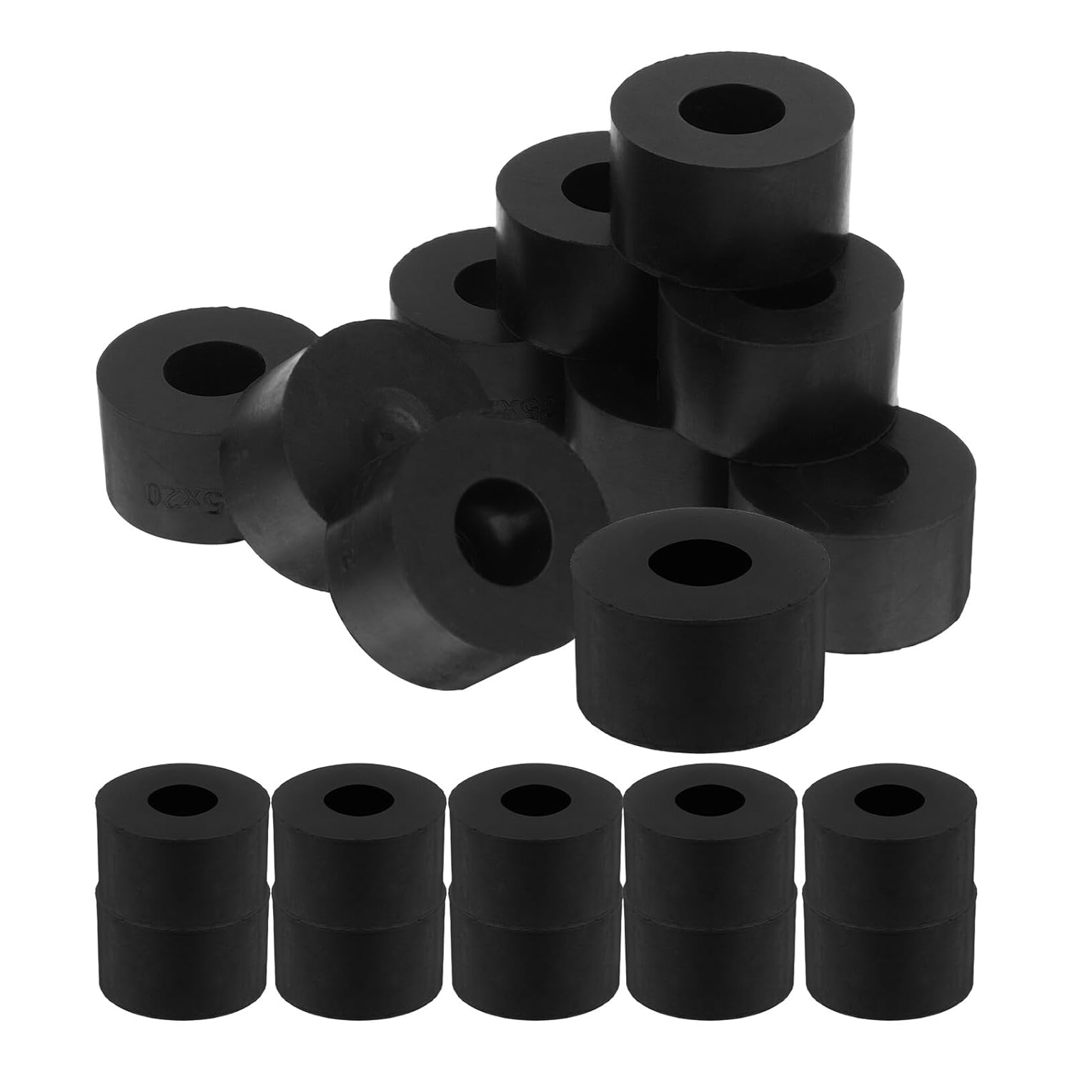 Ipetboom 20pcs Black Natural Rubber Anti Vibration Isolator Pads Round Shock Absorbing Washers 35mm Outer Diameter 20mm Height 15mm Hole for Air Conditioner Air Compressor Vibration Control
