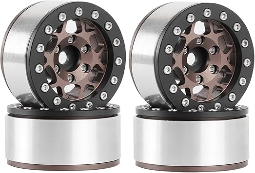 4PCS 1.55 Inch Aluminum Alloy Metal Beadlock Wheel Rim Hubs Replacement Accessory for 1/10 RC Crawler Car Upgrade Parts for Axial SCX10 D90 TF2 CC01 UTB18 Tamiya 1.55" Tires Bronze