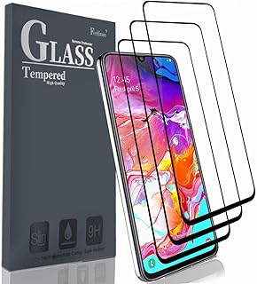 Ferilinso Cristal Templado para Samsung Galaxy A70 / A80 / A90, [3 Pack][Edici?n Mejorada] [Pegamento Adhesivo Completo] Cristal Templado de absorci?n Completa y (Negro)