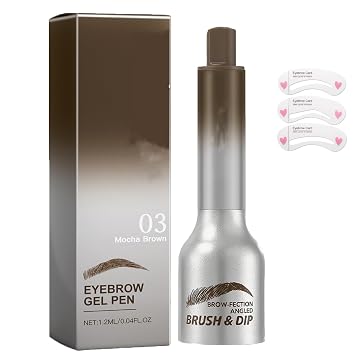 Liftique Brow Brush,Liquid Eyebrow Brush,Brow-Fection Angled Brush & Dip Liquid Eyebrow Gel, Long Lasting Waterproof Eyebrow Pencils,Multi-Purpose Non-Smudged Eyebrow Pen Dark Brown