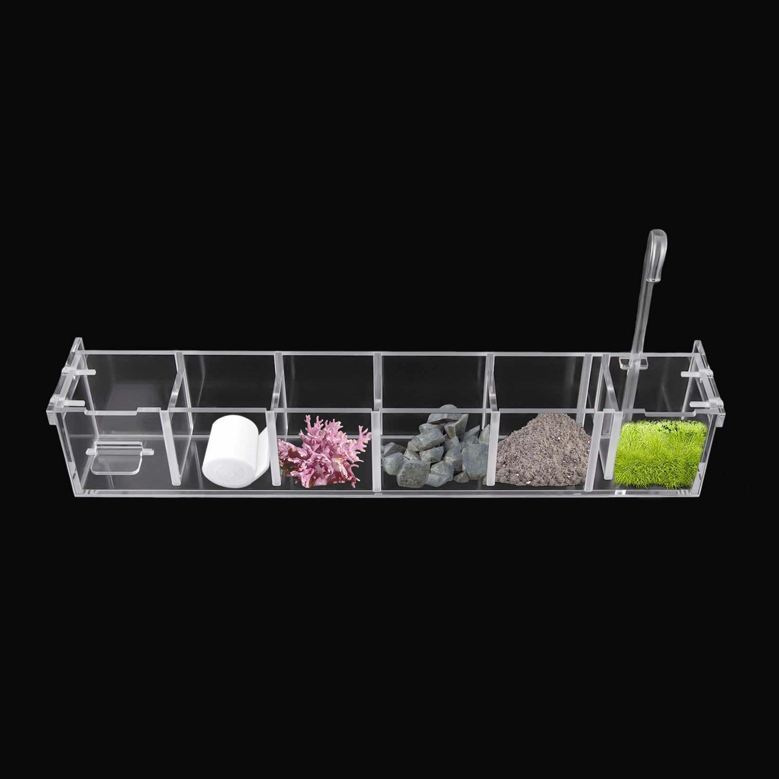 Transparent Acrylic Fish Tank Filter Box - Hanging 6 Boxes Aquarium Filter for Fish Bowl (6 Grides)