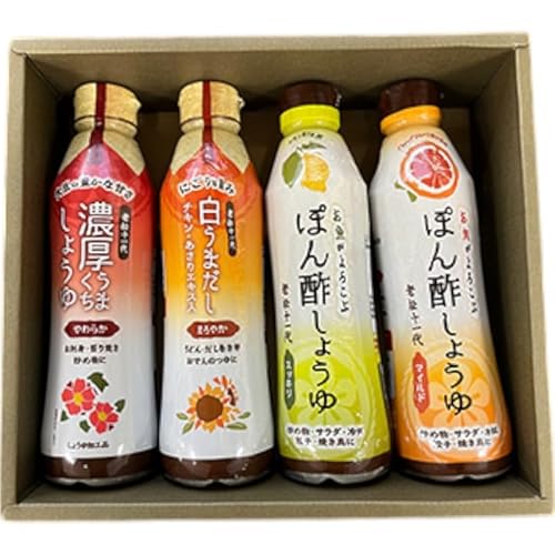 [老松]ポン酢しょうゆ(スッキリ)(マイルド)白うまだし 濃厚うまくちしょうゆ4本セット(調味料、だし)