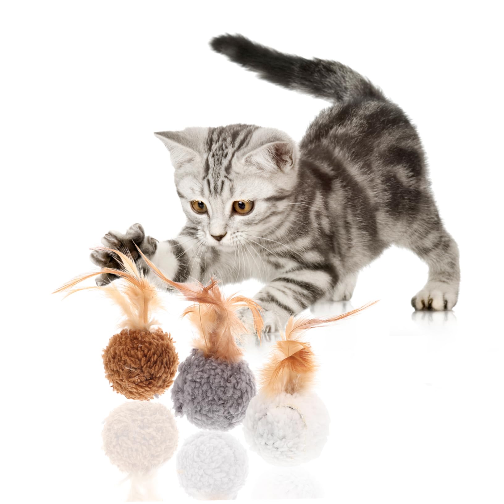 FRCOLOR 45stücke Teiliges Katzenballspielzeug Mit Glocken Und Federn Tragbare Langlebige Katzenunterhaltung Für Neugierige Kätzchen Bunten Farben Für Spiel Und Beschäftigung