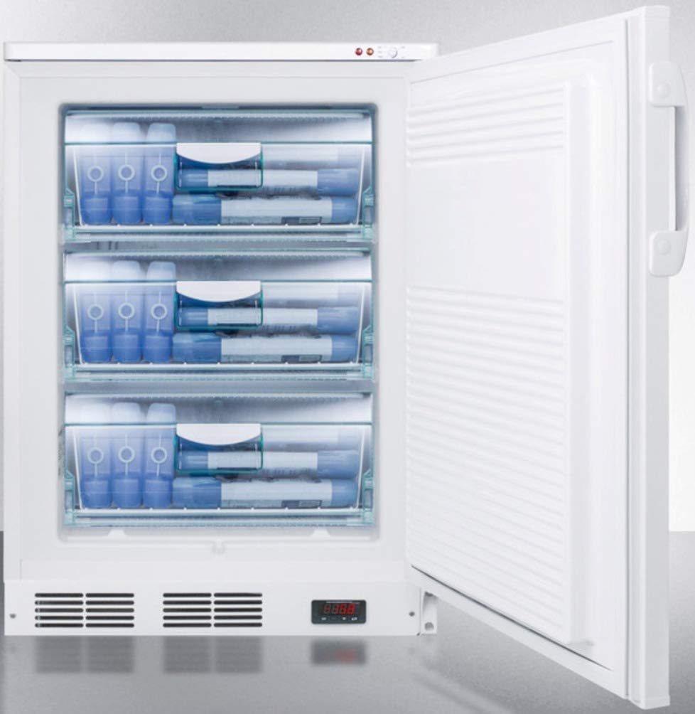 Summit Appliance VT65MLBIVAC Built-in Undercounter Vaccine Storage All-Freezer with Digital Thermostat, Temperature Alarm, Self-closing Door, Lock, Hospital Grade Cord and White Exterior on Fridge.com