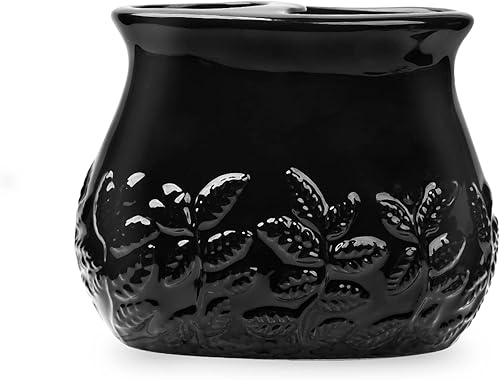 Miniatura 6 de Juego de accesorios de baño de hojas en relieve de cerámica, conjunto de baño de 4 piezas con soporte para cepillos de dientes, taza para cepillos