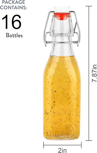 Vista 2 de Encheng 8oz Glass Bottles With With Air Tight Lids,Beer Bottles For Home Brewing 250ml,Kombucha Bottles For Beverages,Kefir,Food Storage,Leak Claro