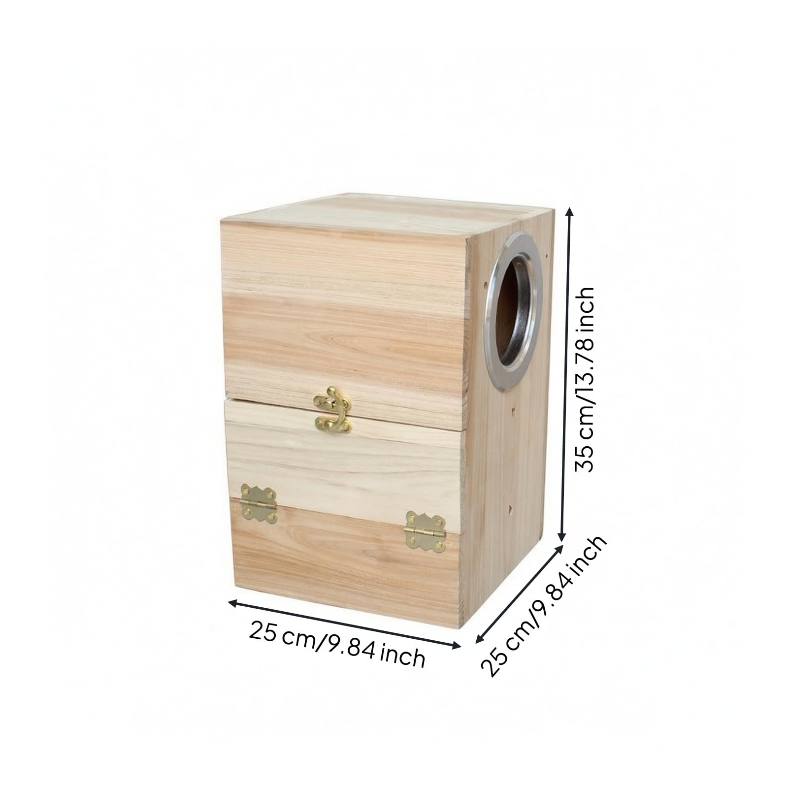 Caja Nidificación con Percha Robusta Nido Resistente para Jaulas, Size to 4, Vertical, Apertura Izquierda, 25x25x35cm Boca 8.2cm