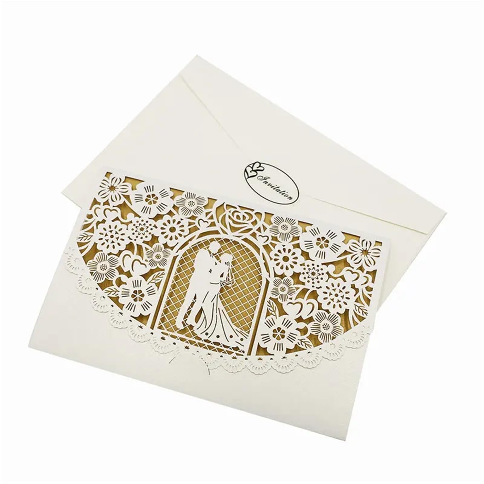 Hochzeitseinladungen Karte Hochzeitseinladungskarte, Muschel, lasergeschnitten, hohl, Valentinstag-Grußkarte, Urlaub, Party, Hochzeit, Dekoration(White 1,50PCS)