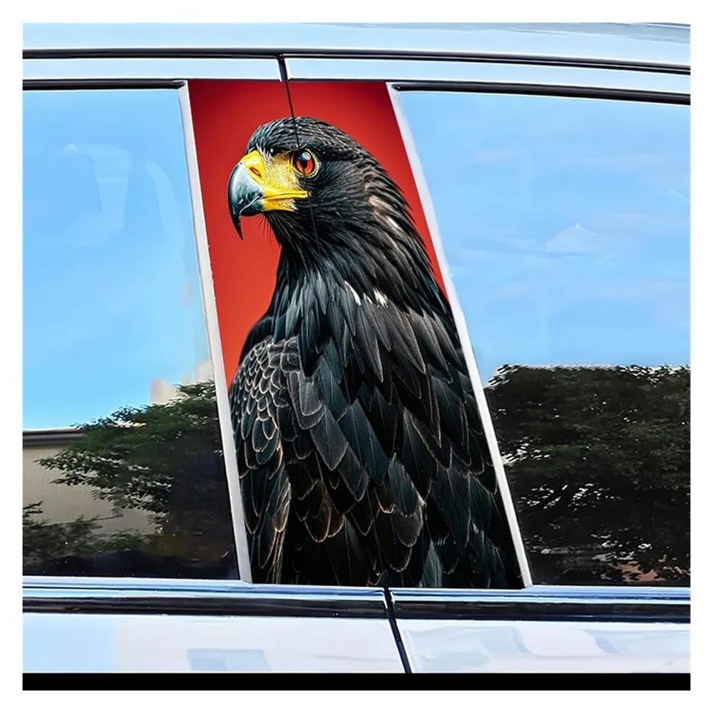 Dabhuoc One Color Car Parts 2Pcs Car Window Pillar Stickers Eagle Scratch Protection