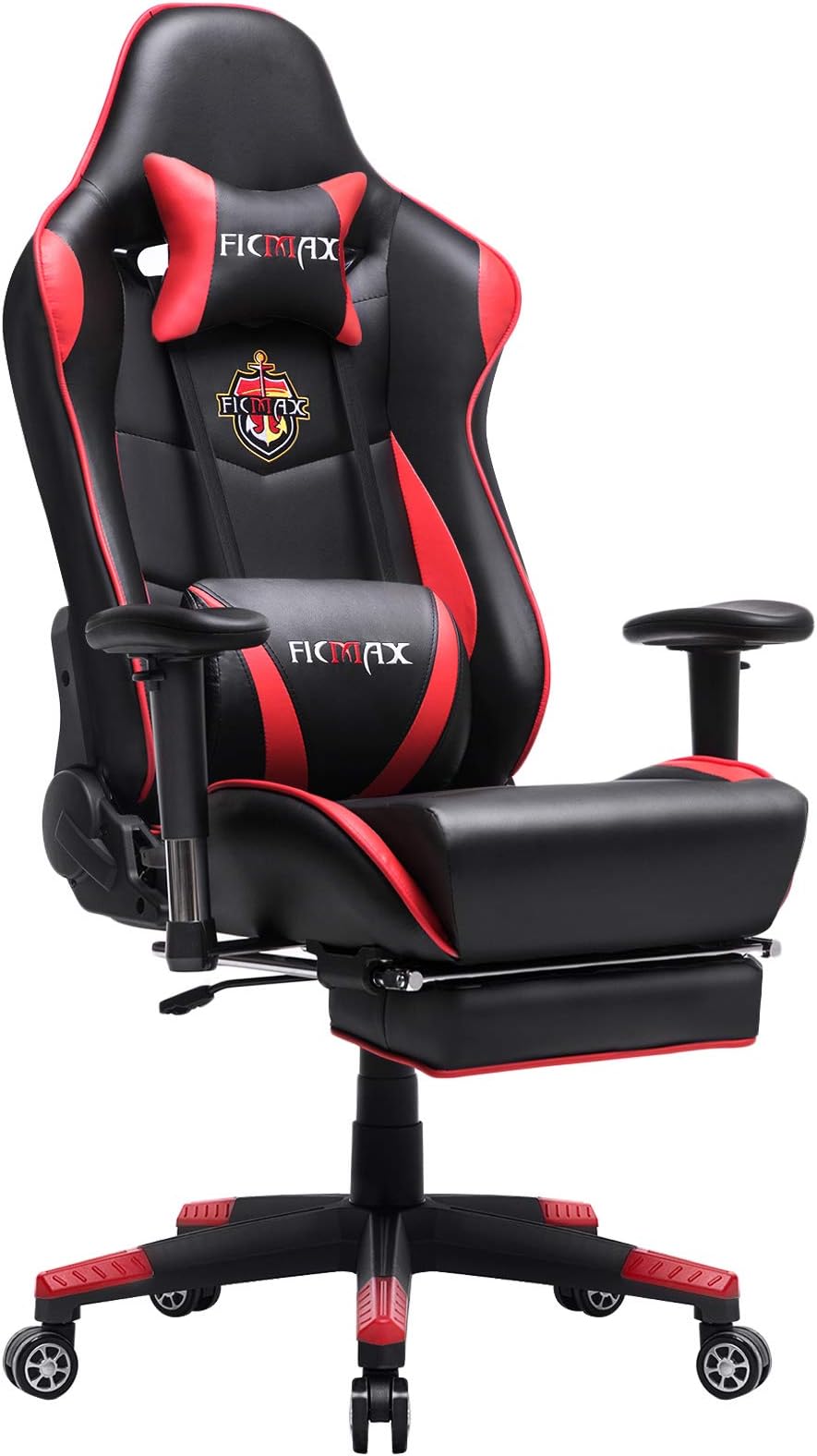 Ficmax Ergonomic Gaming Chair High Back Racing Gaming Chair with Footrest Massage Computer Gaming Chair Reclining Home Office Chair Large Pro Gamer Chair for E-Sports with Headrest and Lumbar Support