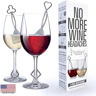 PureWine Wine Wands Enhanced Purifier, Filters Histamines and Sulfites - May Reduce and Alleviate Wine Allergies & Sensitivities - Wine Glass Charm for Gifting, Holidays