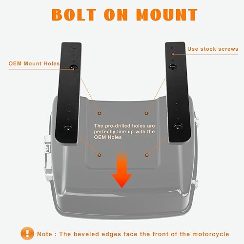 Miniatura 6 de Eumti Kit Extensor Reubicador de Equipaje de Maletero Ajustable de 1"-3" con Placa de Montaje Compatible con Harley Touring Electra Glides Road