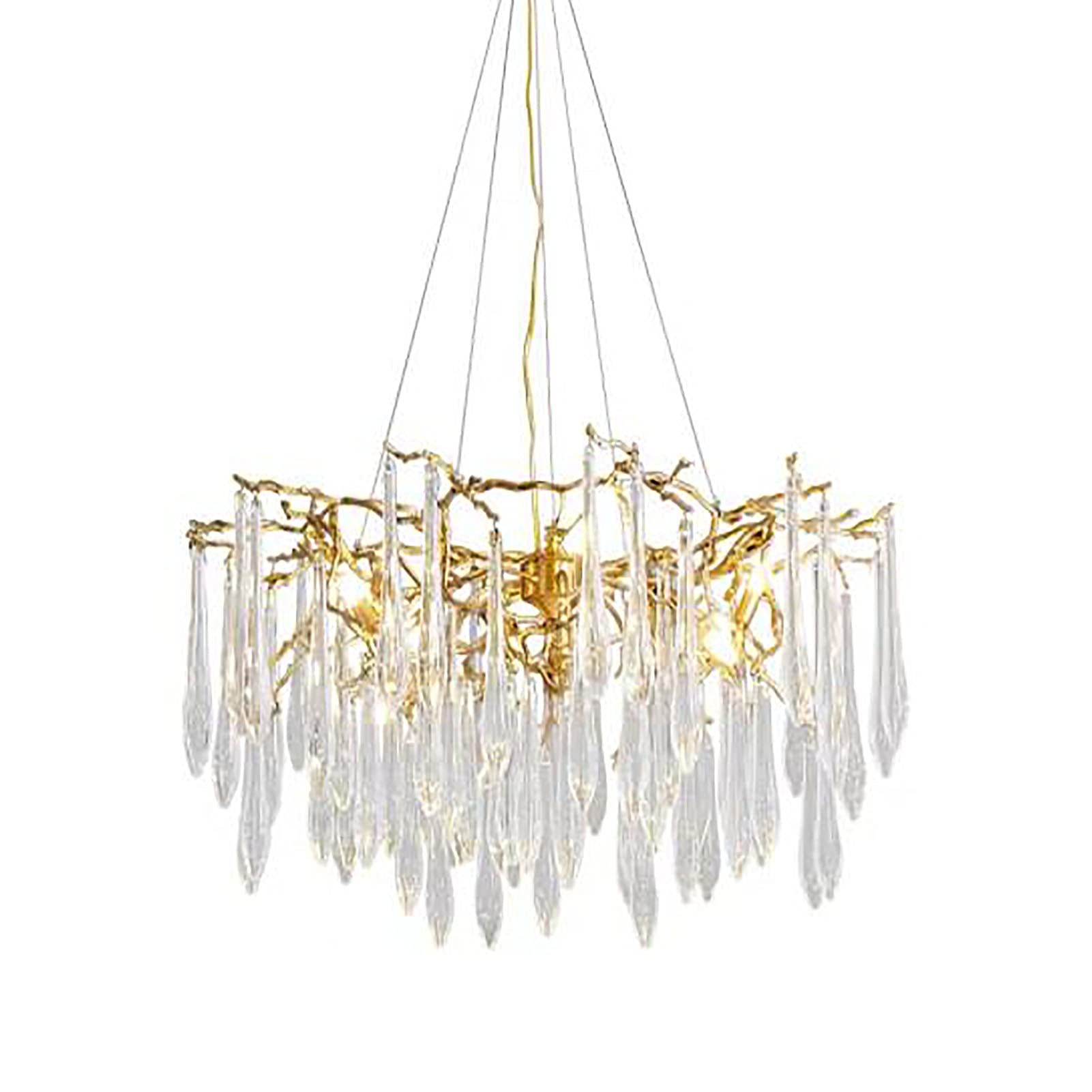 CZYLJLK Creative Branch Drop Crystal,Modern Golden Ceiling Pendant Light Simple Industrial For Living Room Dining Bedr,Luxury Clear Droplet