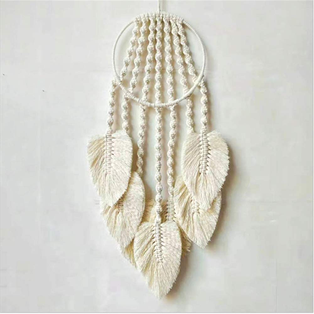 Nother Beige Amipos Cotton Woven Macrame Dream Catcher Feather Tassel Wall Hangings Handmade Bohemian Home Wall Decor (Beige)