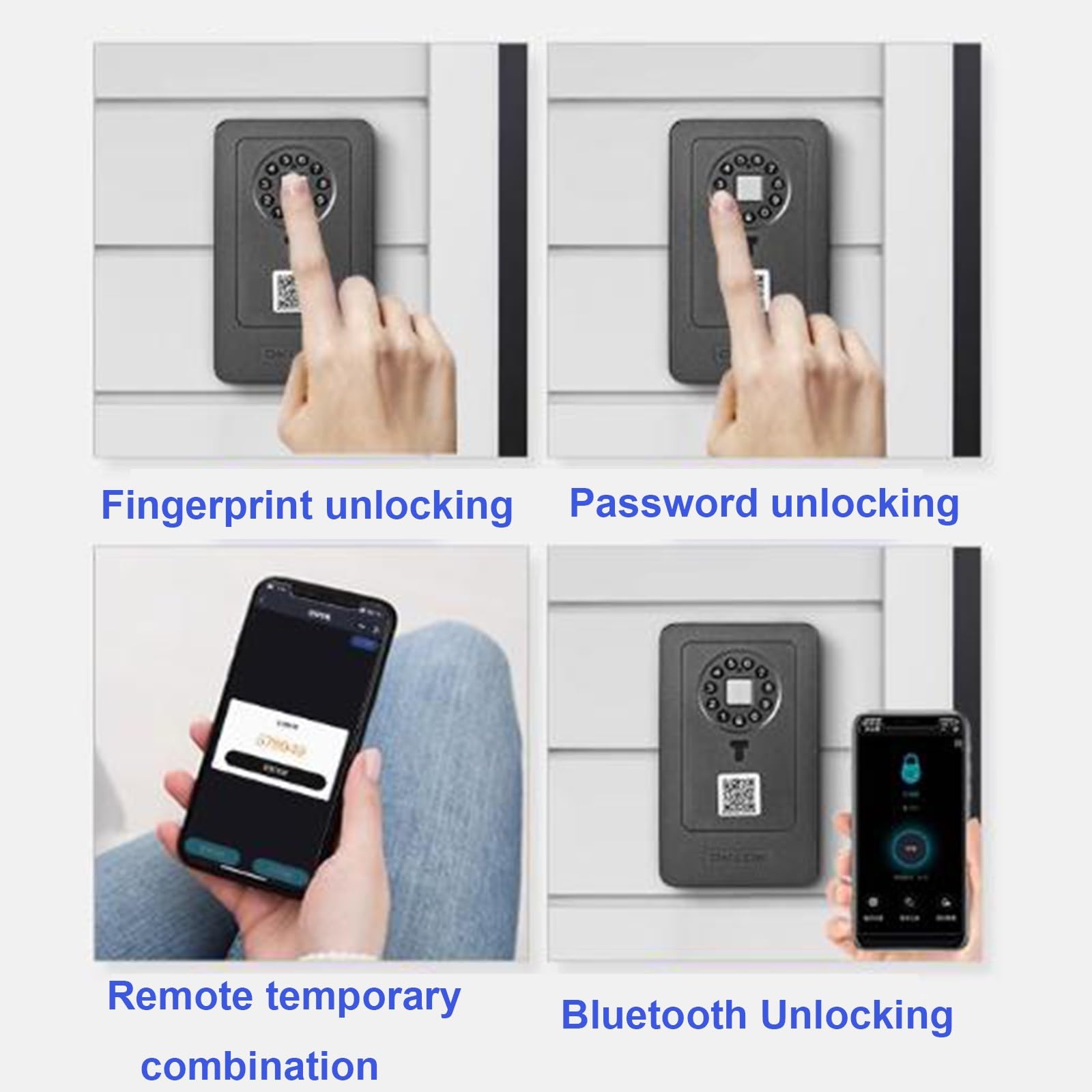 Cassetta per Chiavi con Impronta Digitale/Codice Digitale, Cassaforte Porta Chiavi da Esterno con 9 Cifre Combinazione Codice, per Portoni Vecchi, Ideale per, Appartamenti, Ville