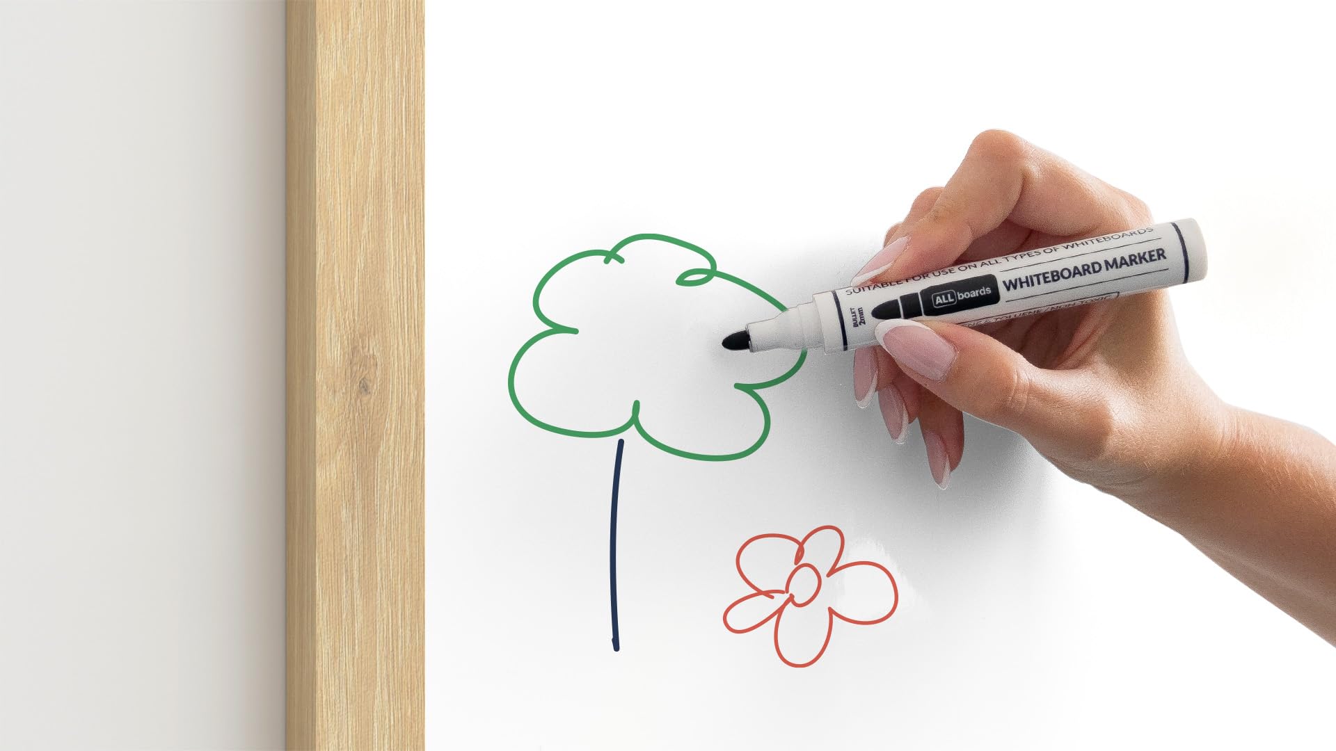 ALLboards Magnettafel – Magnetisches, trocken abwischbares Whiteboard in Form eines Hauses, mit Holzrahmen