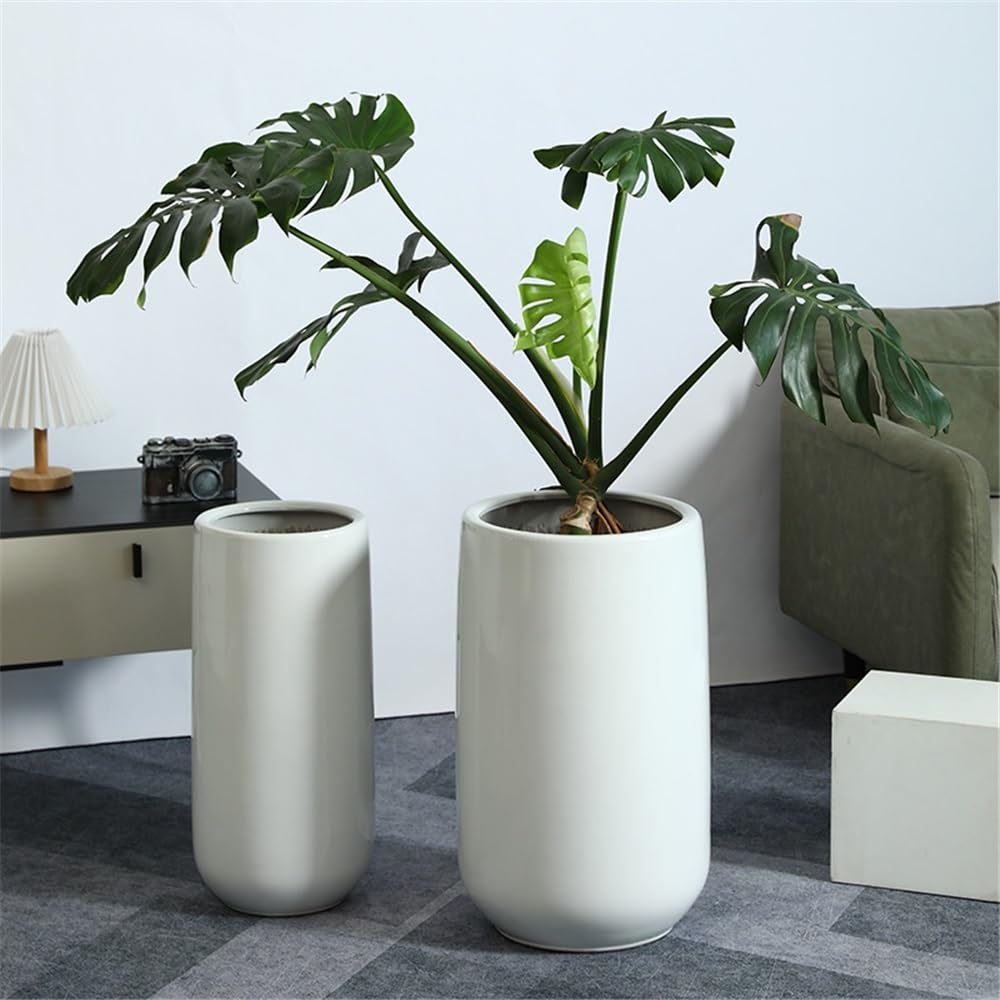 Doniczki Prosta nordycka biała ceramiczna doniczka do użytku domowego, salonu, liść fortepianowy, Banyan Special zielona Doniczka ceramiczna(Średni)