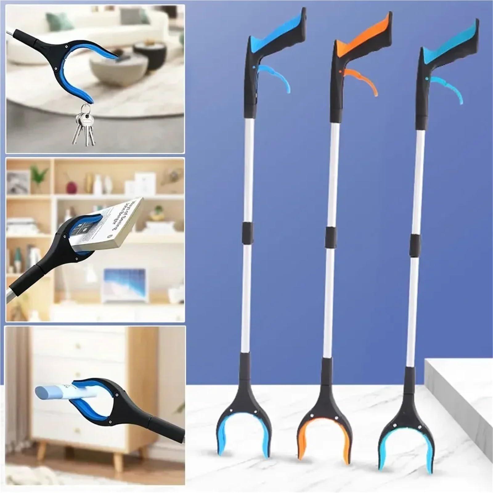 Greifwerkzeug aus Aluminiumlegierung | Mehrfarbige Greifhilfe: for Senioren und ältere Menschen(Blue)