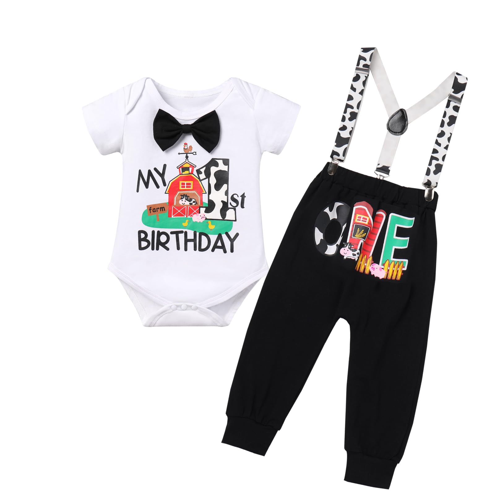 Triplet One Year Old Birthday Onesie Suspenders First Birthday