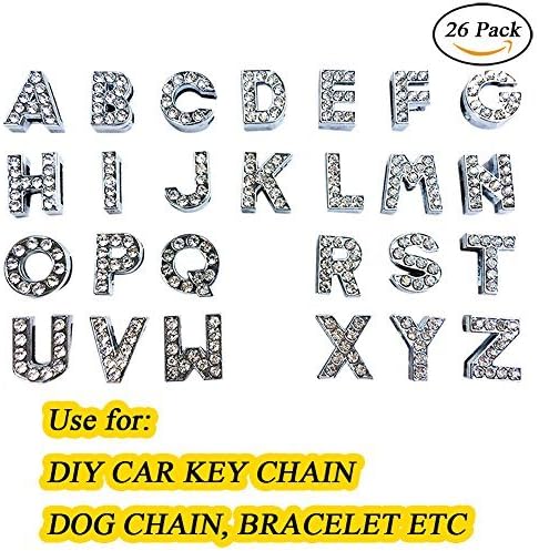 RJWKAZ Charms Letters A-Z Letters 8mm Slide Charms Rhinestone Charms (A-Z Letter)
