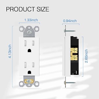 15A 10pcs Square Duplex Receptacle Electrical Outlet Bundle with 10pcs Round Duplex Receptacle Electrical Outlet