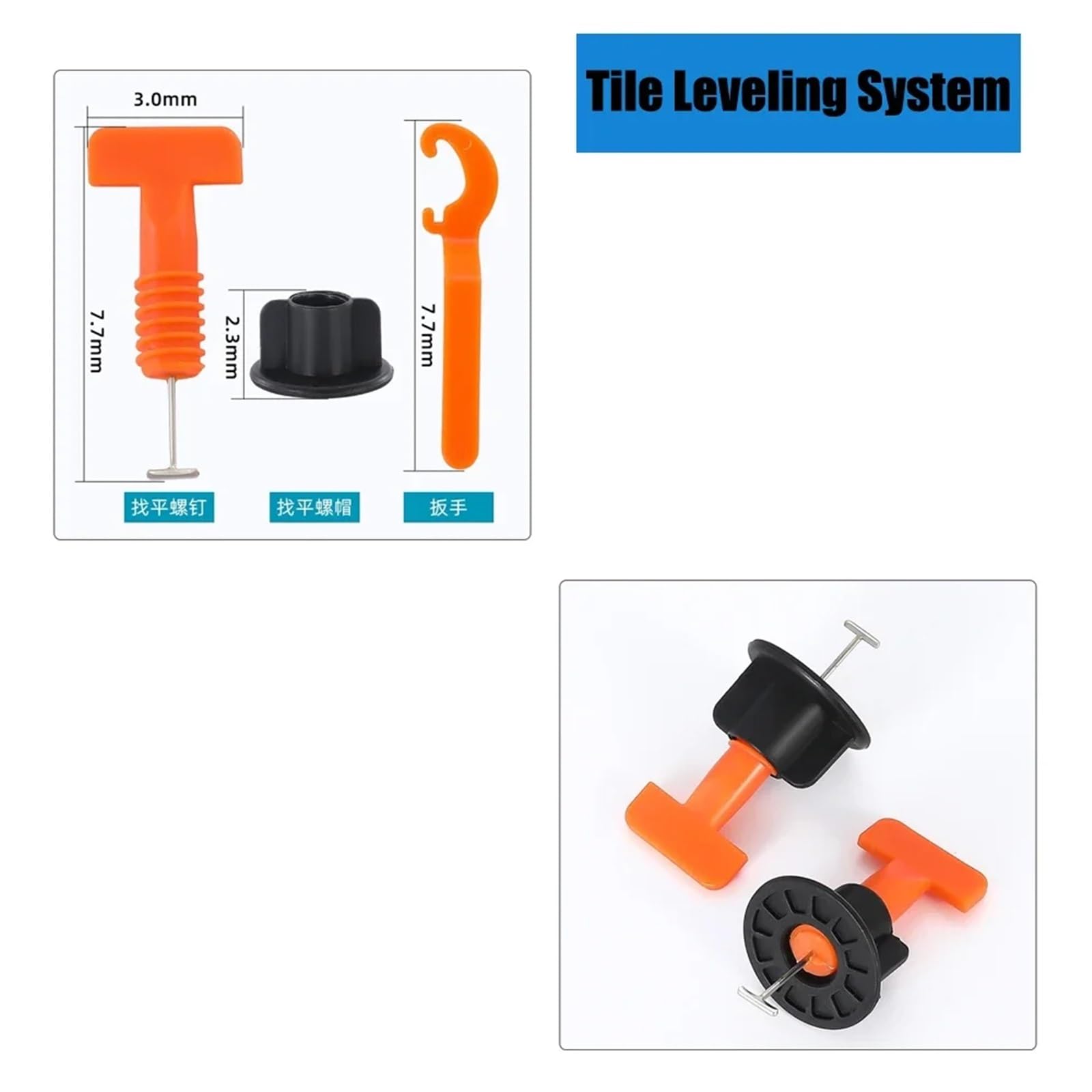 Sistema de nivelación baldosas cerámica for pisos, clips espaciadores, kit porcelana, herramientas construcción for la colocación y fijación a pared Para Paredes De Pisos(Black 204Pcs)