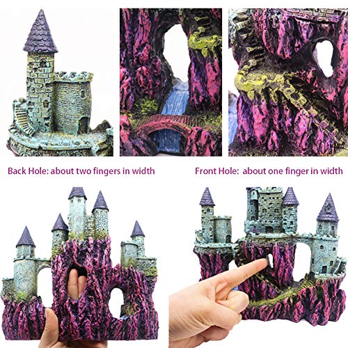 Ulifery Fairy Princess Gothic Castle Aquarium Decorations Glow Fish Tank Ornaments Large For Betta Hideout, Pink #TOP3