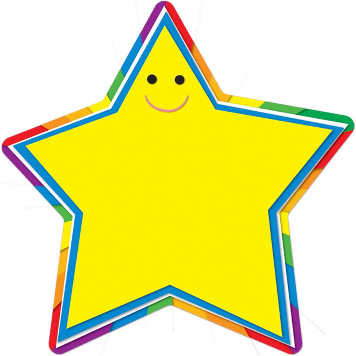 Carson Dellosa 36-Piece Rainbow Star Cutouts, Smiley Face Bulletin Board Decorations for Name Tags, Cubbies, Locker Decorations, Posterboard, and Classroom Decor
