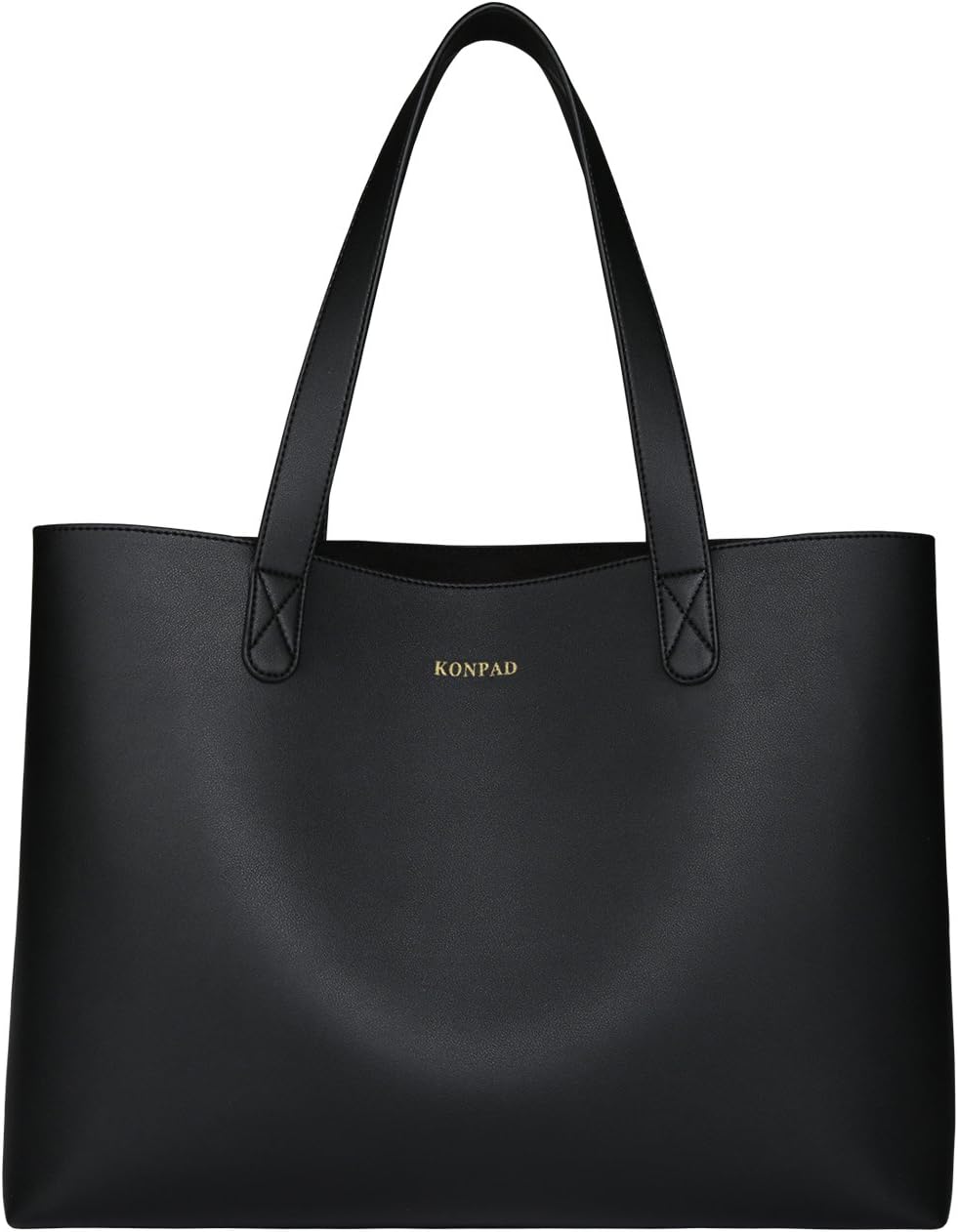 KONPAD Tote Bag Womens Handbags PU Leather Shoulder Bag Large Tote Bag Black and Handbags