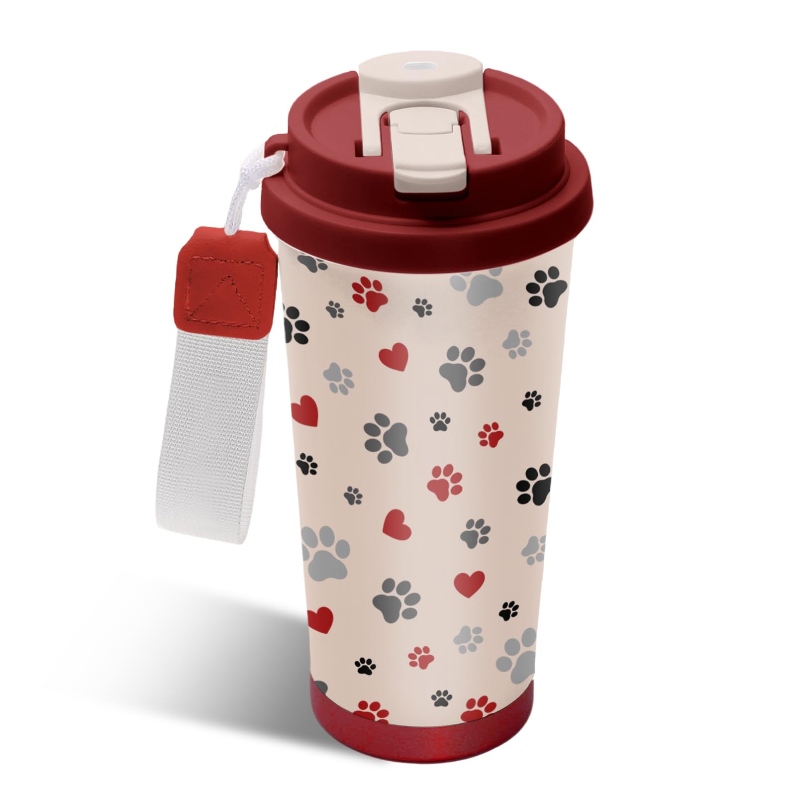 NEIUJADK Cute Dog Gifts Stainless Steel 2-in-1 Lid Coffee Tumbler 18 oz Dog Paw Print Insulated Travel Coffee Mug Dogs Lovers Gifts for Women Birthday Christmas for Friend Sister